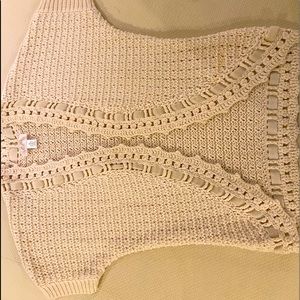 Short Sleeve Ivory Knit Sweater